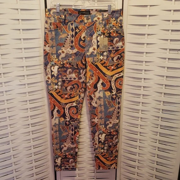 Peruvian Connection Sumatra Colorful Paisley Print Pants Size 10 - Picture 1 of 7